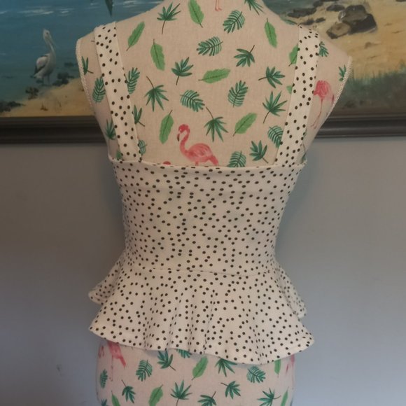 🥳HOST PICK🥳 Miss Valley white and black polka dot summer top peplum (Size S) - Picture 3 of 4